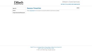 
                            9. Dillard's Session Timed Out