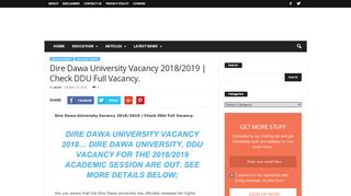 
                            1. Dire Dawa University Vacancy 2018/2019 | Check DDU Full ...