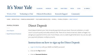 
                            7. Direct Deposit | It's Your Yale
