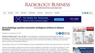 
                            6. Direct Radiology Launches Automation Intelligence Software to ...