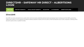 
                            4. Direct2HR - Direct2HR – Safeway HR Direct - Albertsons Login