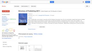 
                            8. Directory of Publishing 2011: United Kingdom and The ...