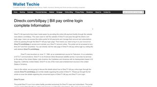 
                            7. Directv.com/billpay | Bill pay online login complete ...