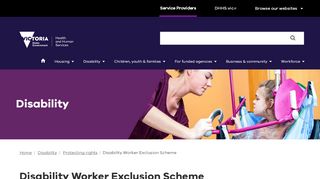 
                            1. Disability Worker Exclusion Scheme - DHHS Service Providers