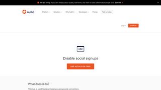 
                            7. Disable social signups - Auth0