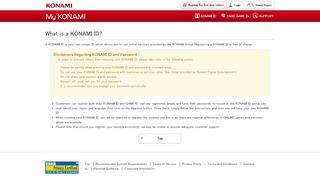 
                            4. Disclaimers Regarding KONAMI ID and Password - My KONAMI