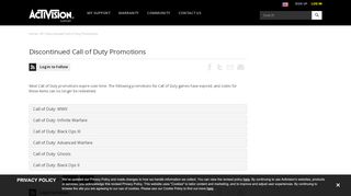 
                            9. Discontinued Call of Duty Promotions - Activision Support