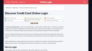 
                            5. Discover Credit Card Online Login | Sign in