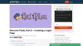 
                            4. Discover Flask, Part 2 – Creating a Login Page – Real Python