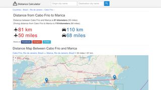 
                            6. Distance from Cabo Frio to Marica - distancecalculator.net