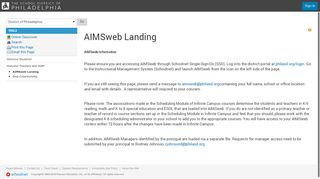 
                            9. District of Philadelphia : AIMSweb Landing - Schoolnet