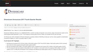 
                            9. Diversicare Announces 2017 Fourth Quarter Results Nasdaq:DVCR