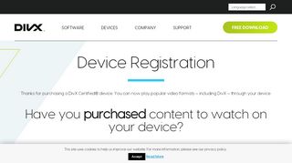 
                            2. DivX Device Registration - Free DivX Video Software