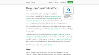 
                            9. Django Login/Logout Tutorial (Part 1) - William Vincent