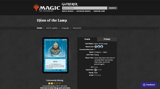 
                            9. Djinn of the Lamp (Portal) - Gatherer - Magic: The Gathering