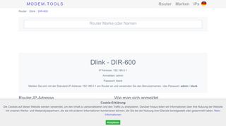 
                            1. Dlink DIR-600 Standard-Router-Login und Passwort