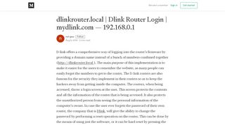 
                            5. dlinkrouter.local | Dlink Router Login | mydlink.com — 192 ...
