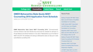 
                            9. DMER Maharashtra State Quota NEET Counselling 2018