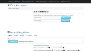 
                            8. Dmv ksr reports - ™ Keyword Suggestions Tool