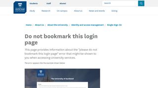 
                            4. Do not bookmark this login page - The University of Auckland