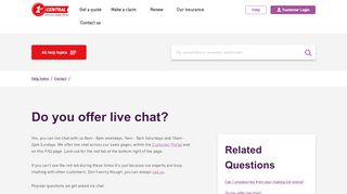 
                            6. Do you offer live chat? - 1st CENTRAL Car Insurance