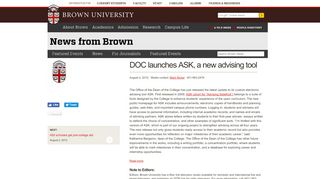 
                            6. DOC launches ASK, a new advising tool | News from Brown