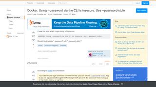
                            1. Docker: Using --password via the CLI is insecure. Use --password ...