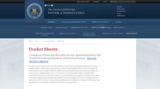 
                            1. Docket Sheets - Unified Judicial System of Pennsylvania