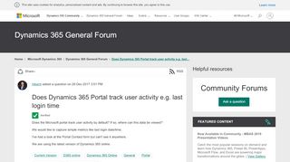 
                            4. Does Dynamics 365 Portal track user activity e.g. last login time ...