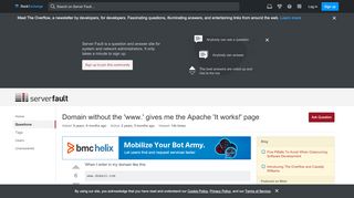 
                            8. Domain without the 'www.' gives me the Apache …