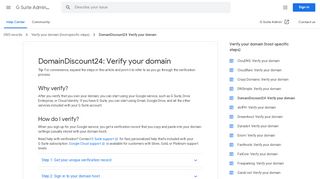 
                            8. DomainDiscount24: Verify your domain - G Suite Admin Help