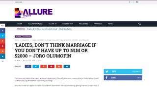
                            7. don't think marriage if you don't have up to N1m or $2000 ...