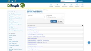 
                            1. DORIIS Help Search - CalRecycle