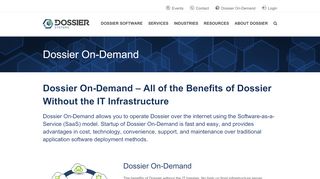 
                            1. Dossier On-Demand | Dossier Systems