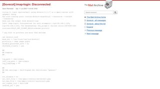 
                            8. [Dovecot] imap-login: Disconnected - The Mail Archive