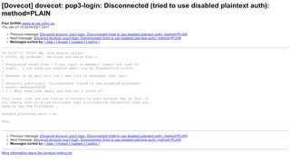 
                            2. dovecot: pop3-login: Disconnected (tried to use disabled ...