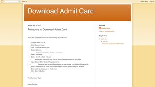 
                            5. Download Admit Card: Procedure to Download Admit Card