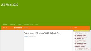 
                            2. Download JEE Main 2015 Admit Card