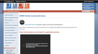 
                            3. DPOR : Online Renewal & Services