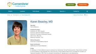 
                            1. Dr. Karen Beasley, MD - Family Medicine | Cornerstone Medical Group