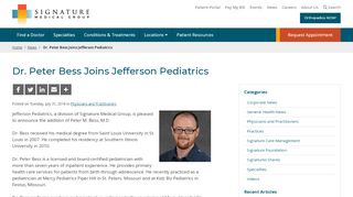 
                            8. Dr. Peter Bess Joins Jefferson Pediatrics - Signature Medical Group