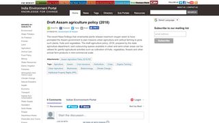 
                            9. Draft Assam agriculture policy (2018) - India Environment Portal