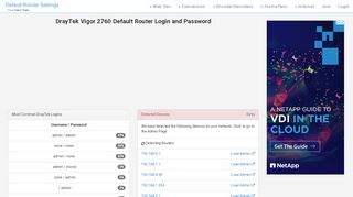 
                            2. DrayTek Vigor 2760 Default Router Login and Password