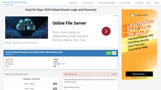 
                            3. DrayTek Vigor 2925 Default Router Login and Password