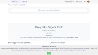 
                            4. DrayTek Vigor2132F Login e senha padrão do roteador