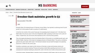 
                            9. Dresdner Bank maintains growth in Q3 - NS Banking