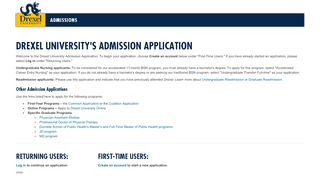 
                            1. Drexel University's Admission Application - Admissions