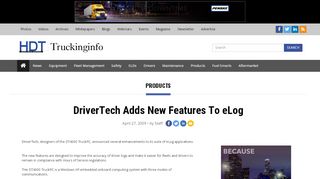 
                            6. DriverTech Adds New Features To eLog - Products - Trucking Info