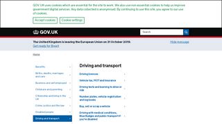 
                            1. Driving and transport - GOV.UK