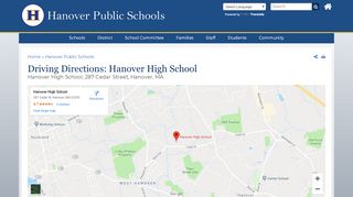 
                            9. Driving Directions: Hanover High School | Hanover Public Schools